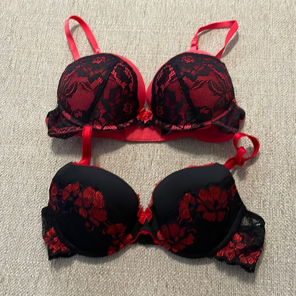 Adore Me Black Lace Bras Set of Two Size 32C